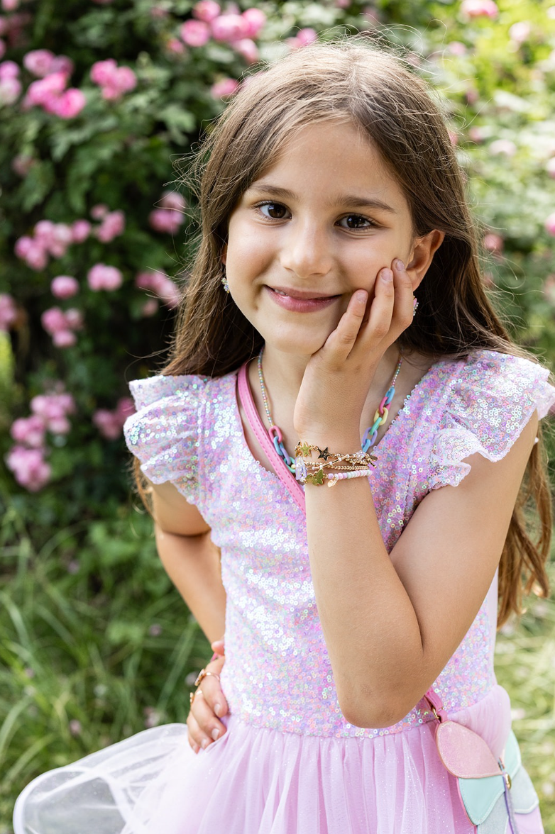 Pink Sequins Twirl Dress