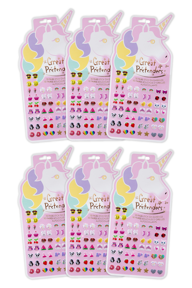 6 Packs of Unicorn Sticker Earrings