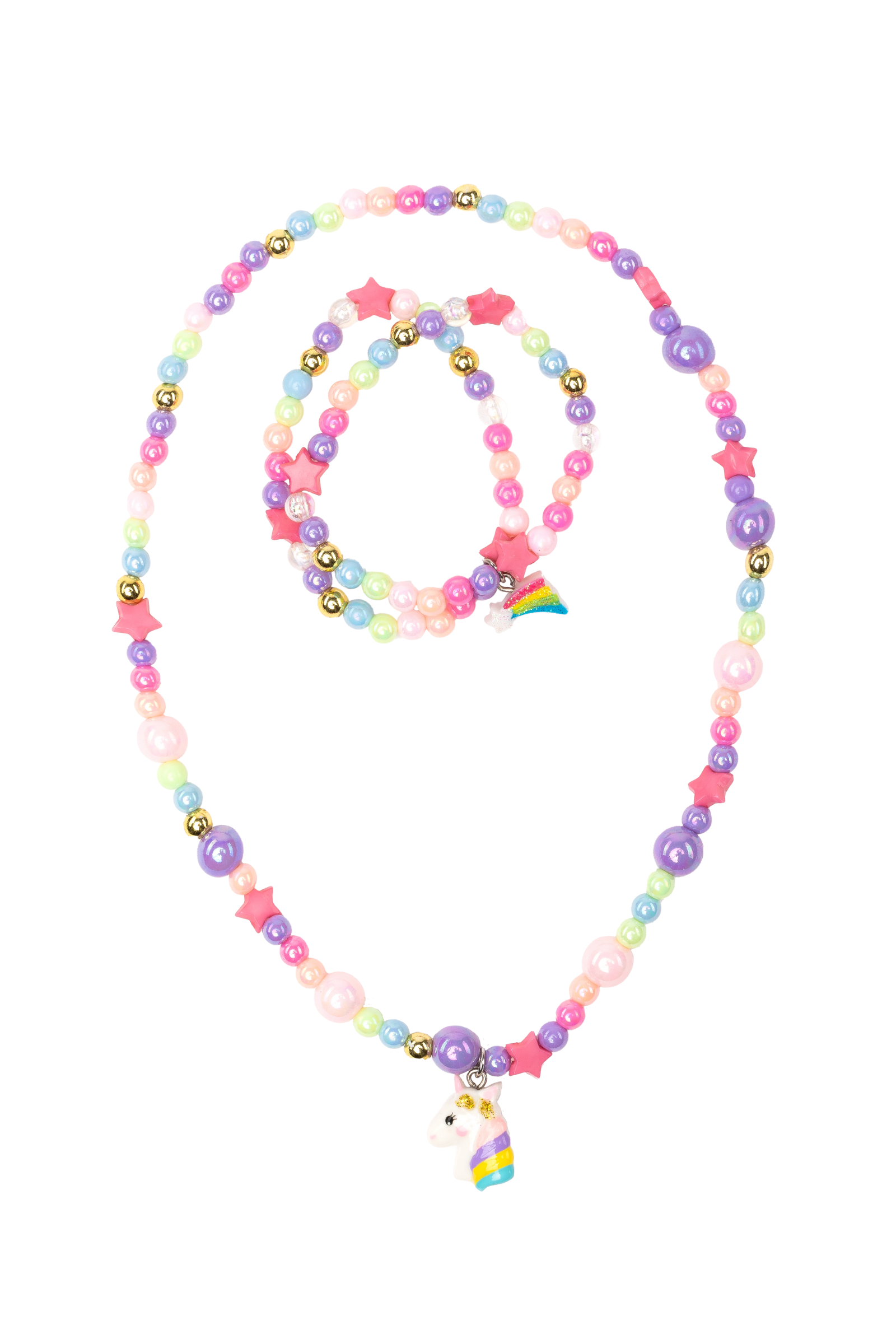 Cheerful Starry Unicorn Necklace Bracelet Set