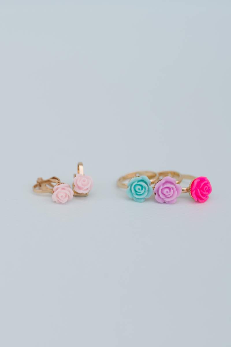 Boutique Rose Rings & Earring Set