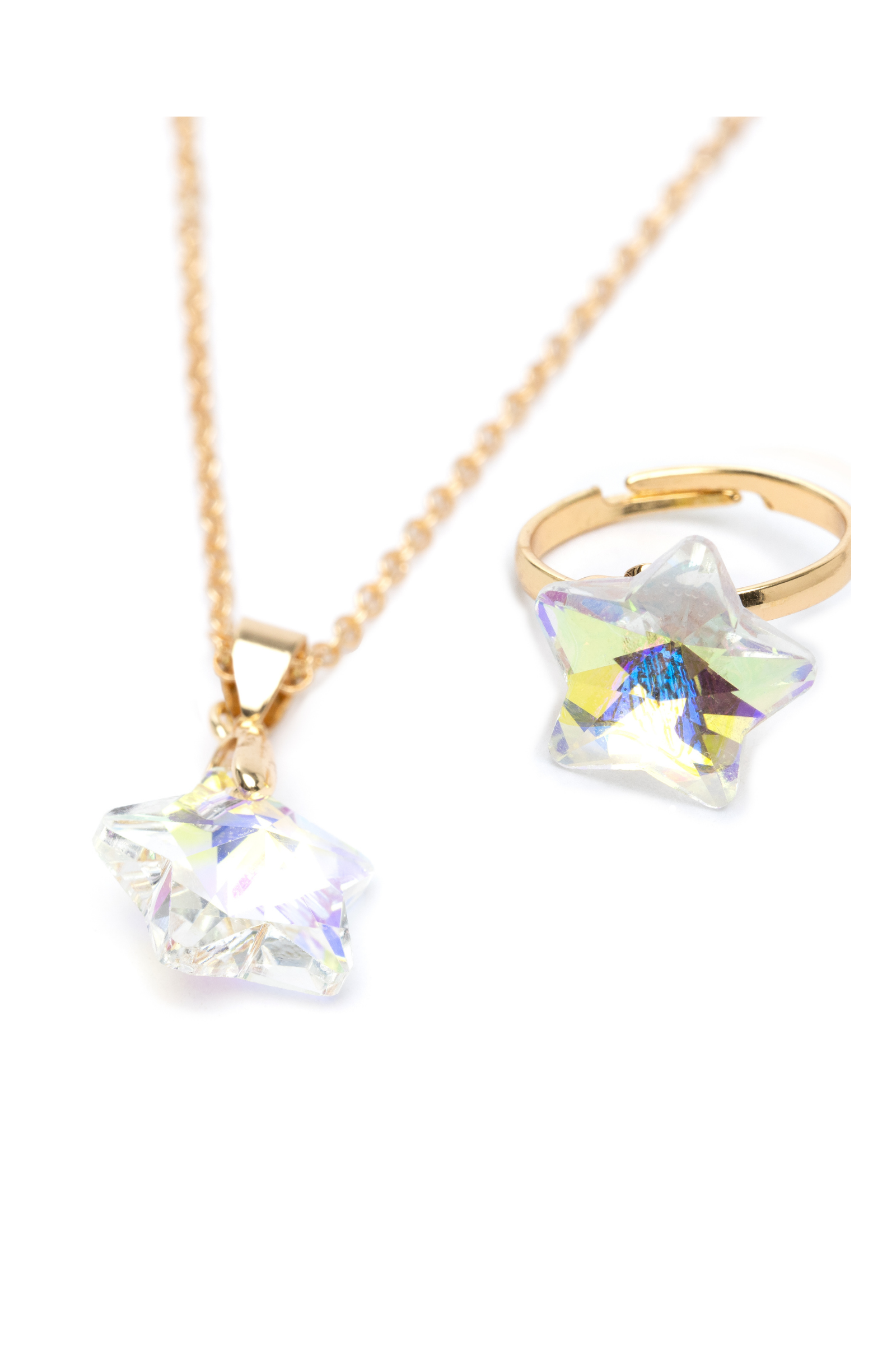 Boutique Holographic Star Necklace, Earrings and Ring Assortment