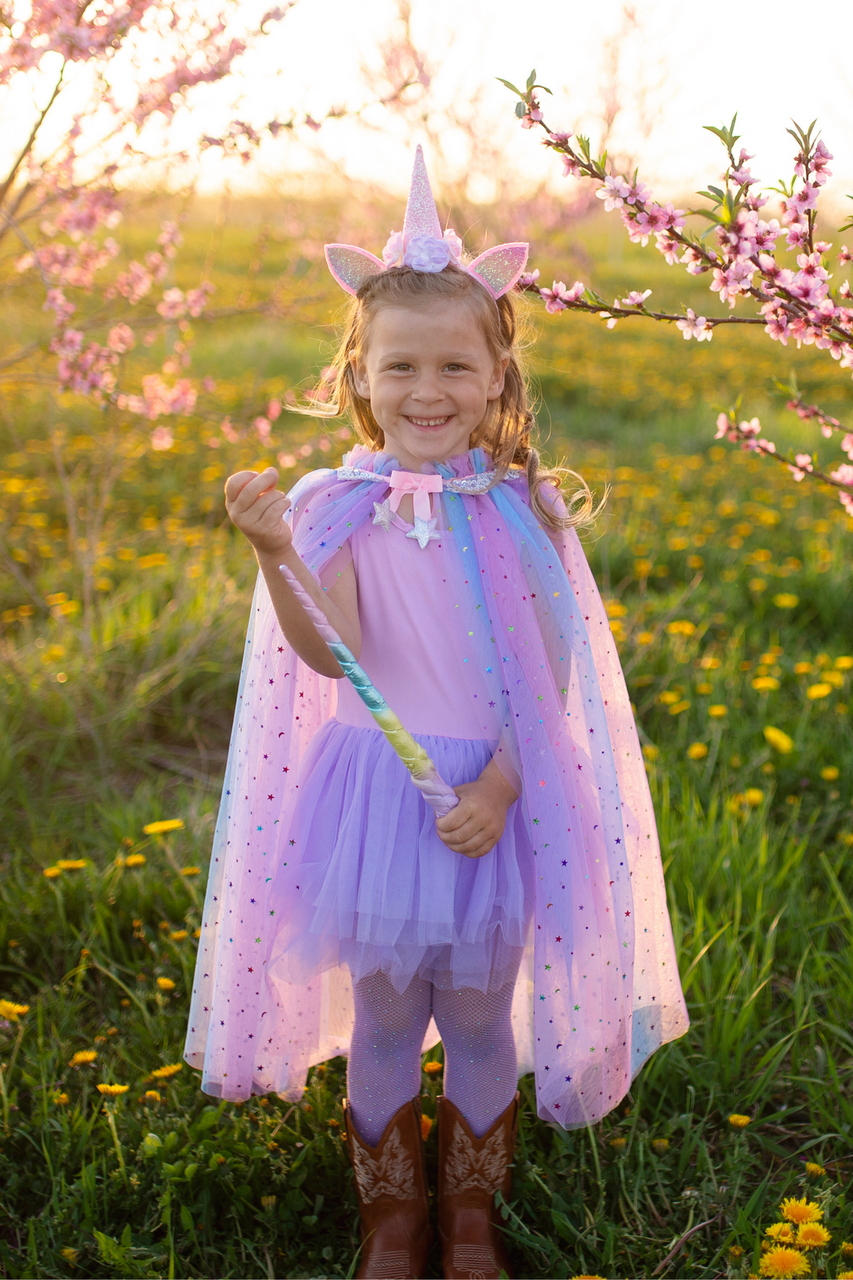 Rainbow Unicorn Tutu Headband & Wand Set