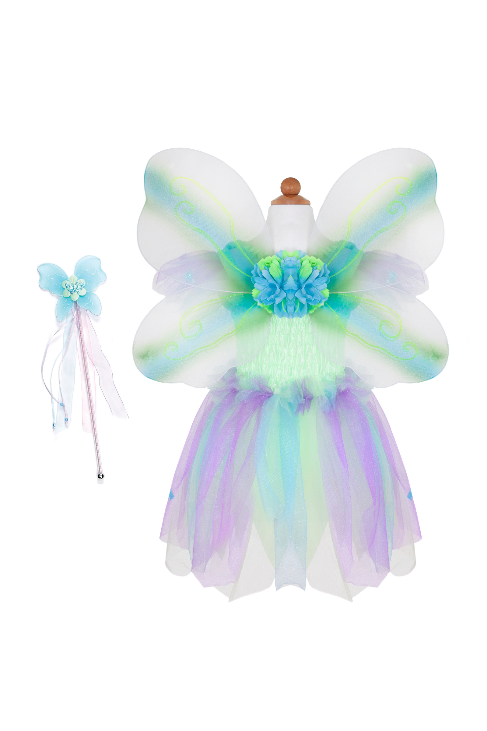 Butterfly Dress & Wings With Wand Green/Multi