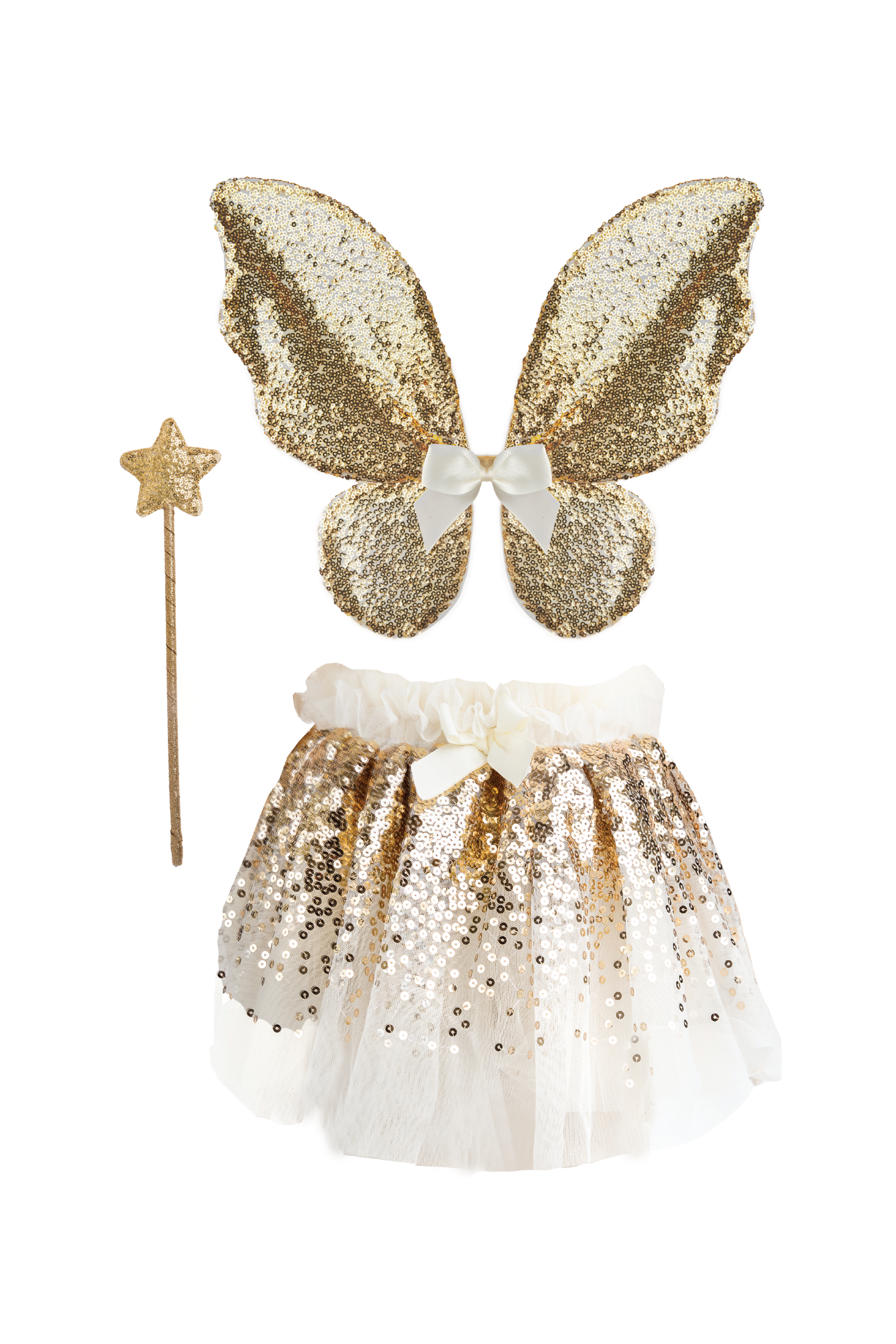Gracious Gold Sequins Skirt, Wings, & Wand