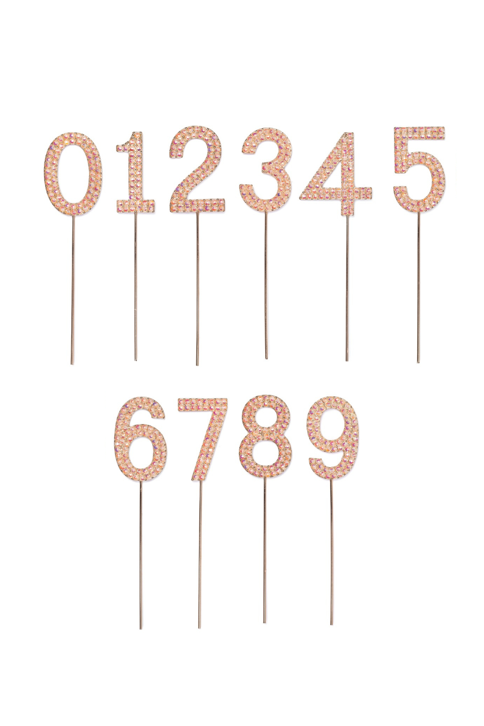 0-9 Pink Rhinestone Cake Topper Numbers