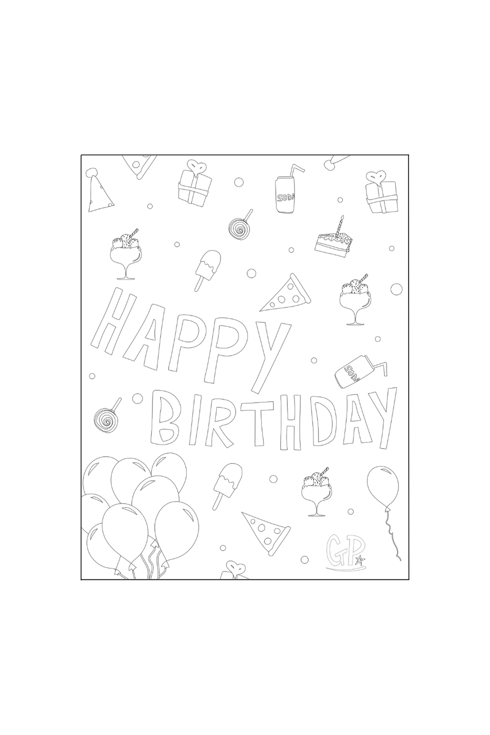 Happy Birthday Colouring Page