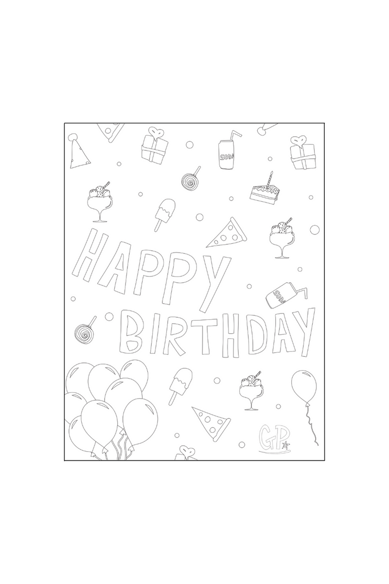 Happy Birthday Colouring Page